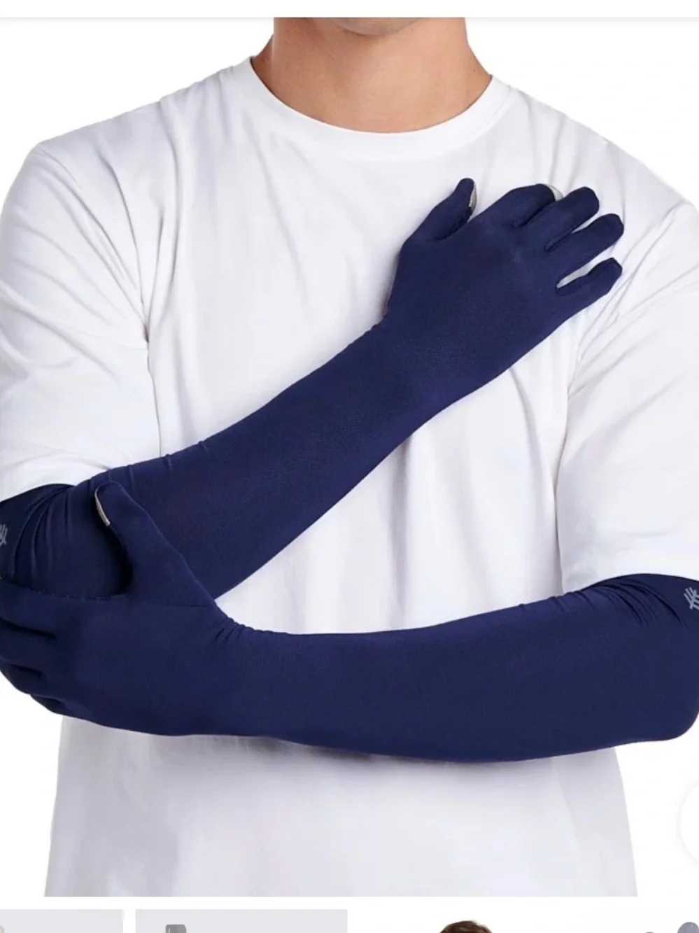 Coolibar Culebra Unisex Long Full Finger Gloves Navy Medium UPF Sun Protection